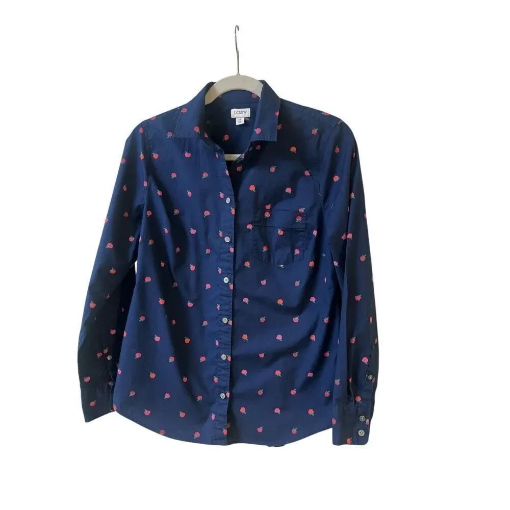 J. Crew Apple button down blouse navy Size small